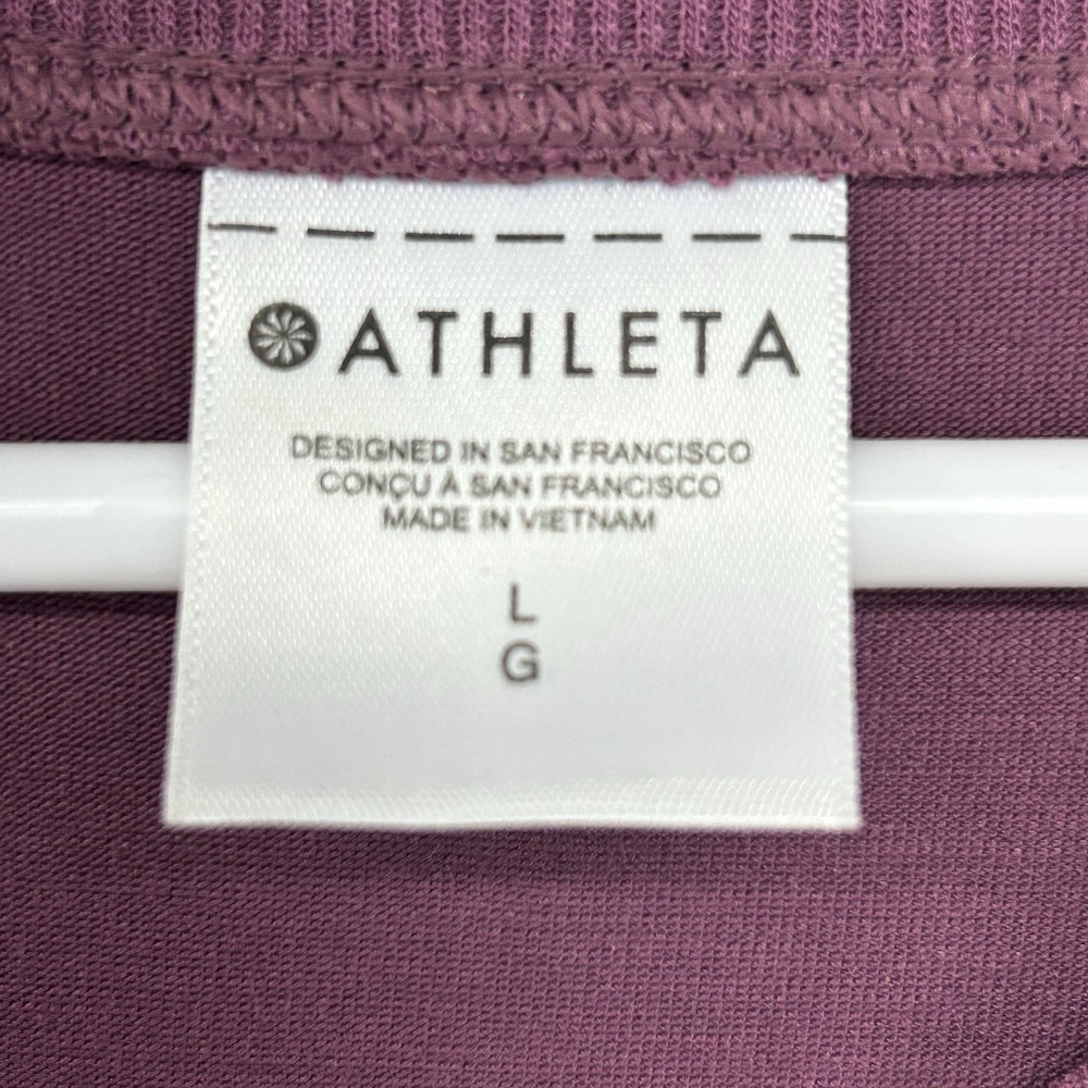 Athleta Ease In Hybrid Tee Sleeveless Woman Size Large Burgundy Activewear - Picture 3 of 9